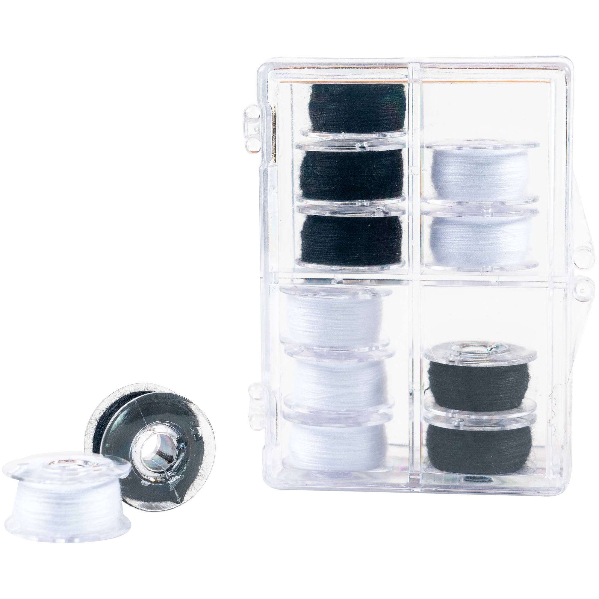 SINGER® Black & White Class 15 Threaded Bobbins, 12ct.